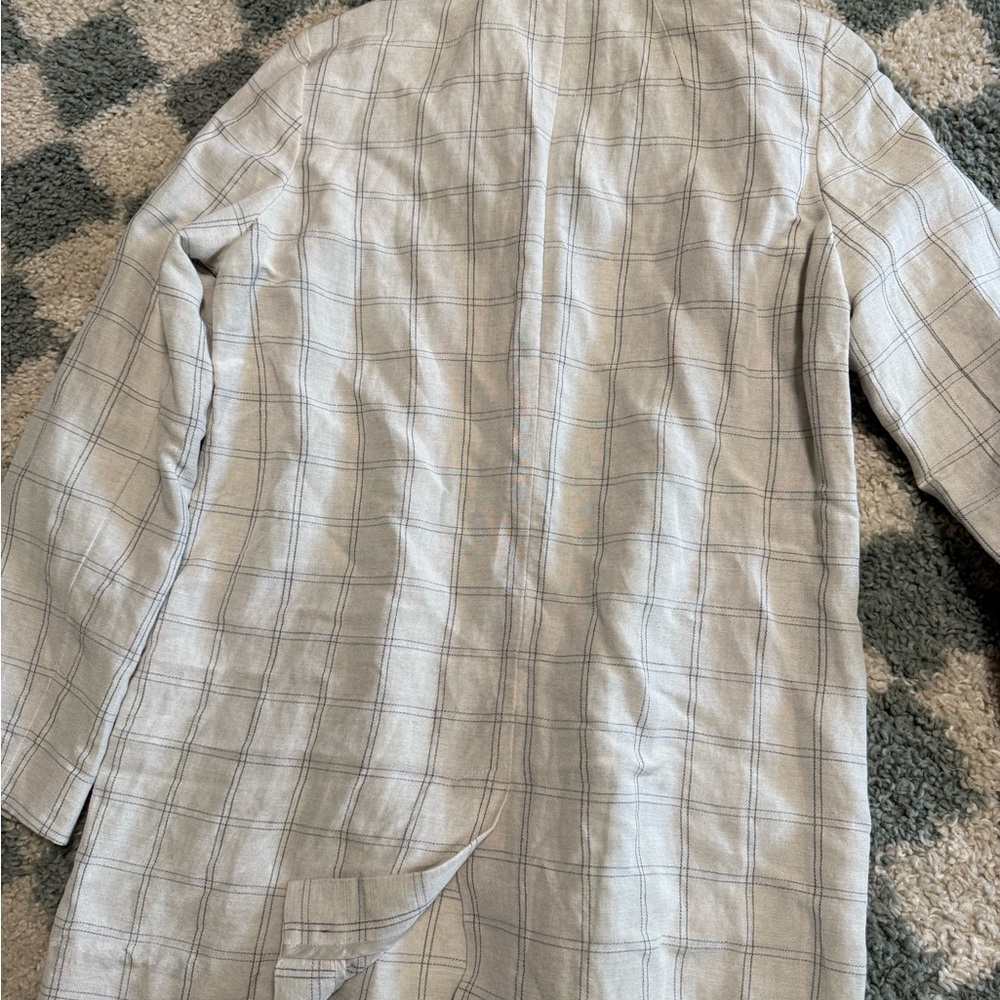MADEWELL Dorset Blazer in Windowpane Linen Blend 2 Button Jacket Summer Spring S - Picture 9 of 9